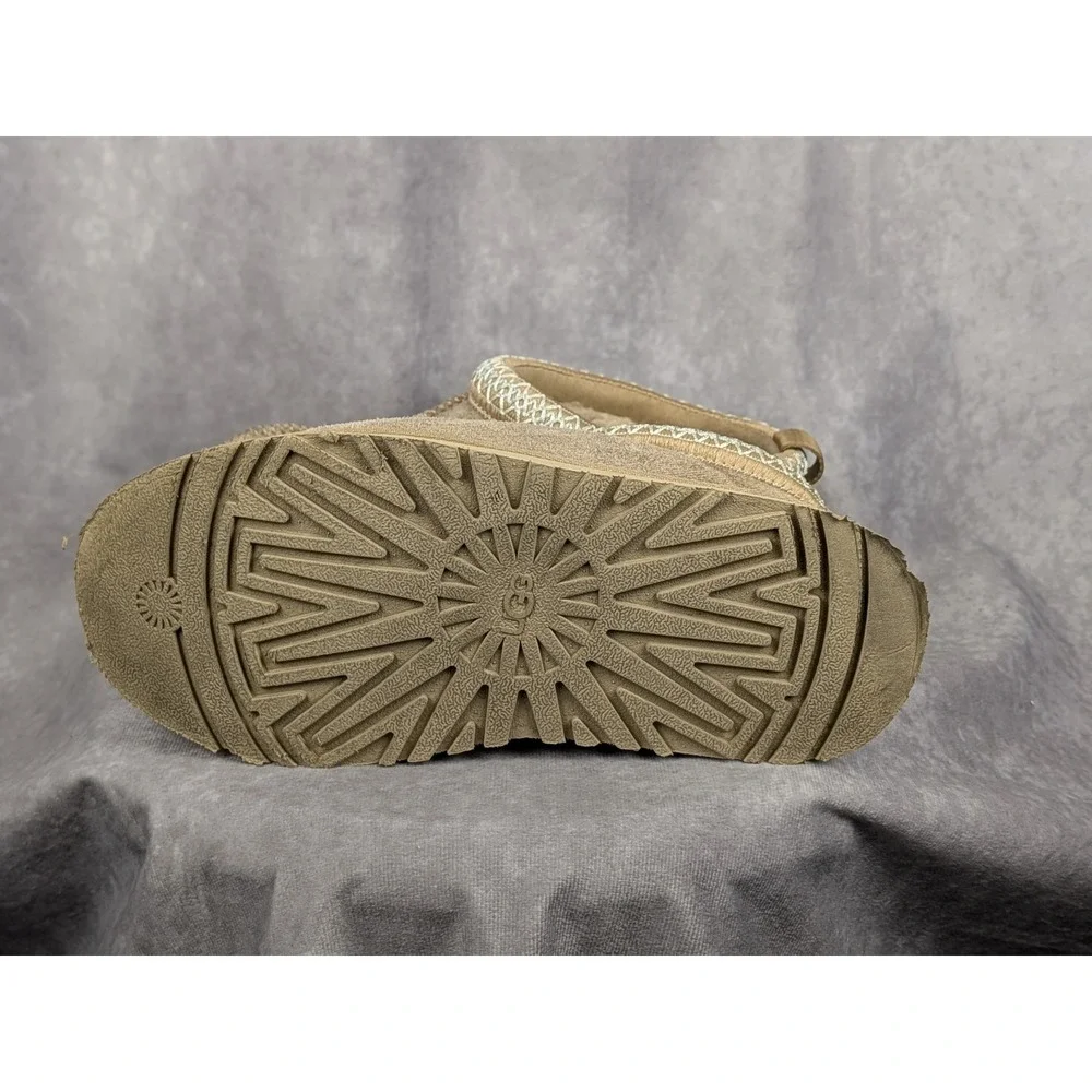 UGG Tazz Platform Suede Slippers Mustard Seed 1174471 Womens 7 Tan Slip On Shoes - Picture 5 of 6